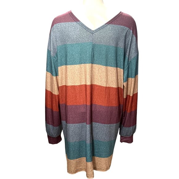 CCC Colorful Striped Cardigan With Front Pockets Lightweight Stretch Open Front - Picture 3 of 8
